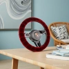 Red suede hand-sewn car steering wheel cover for Teramont details Picture